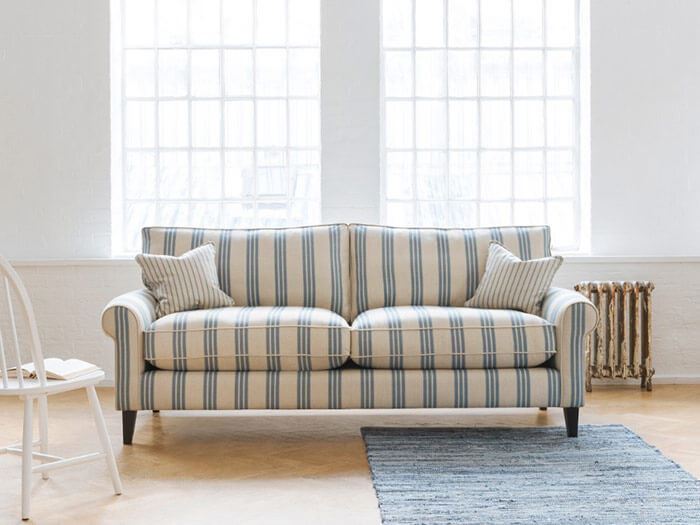 Waverley 3 Seater Sofa in Cloth 18 Bengal Stripe Indigo